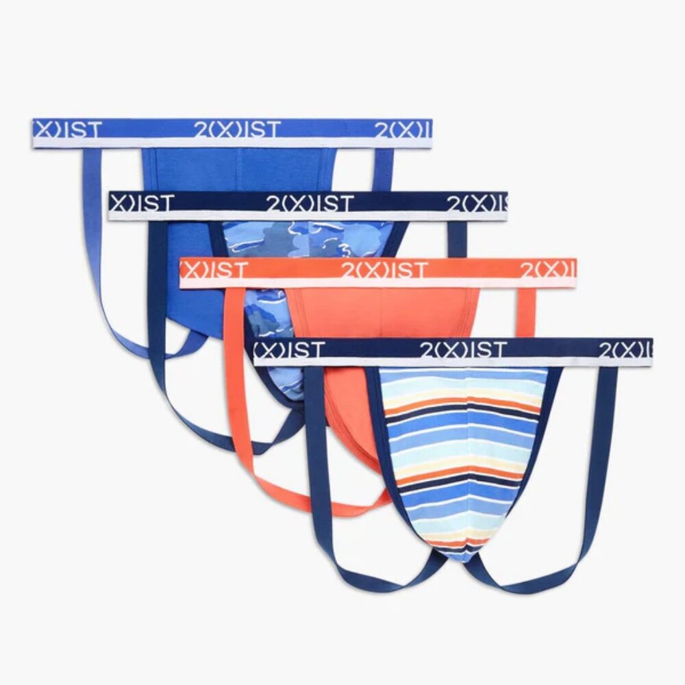 NWT L 2X(IST) Men’s Cotton Stretch Jock Strap (4-Pack) Support Underwear